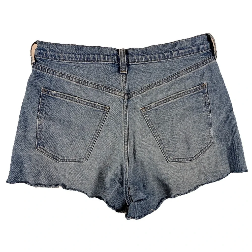 Universal Thread Shorts Women 10 Blue MidRise Baggy 90s Distressed Denim Raw Hem
